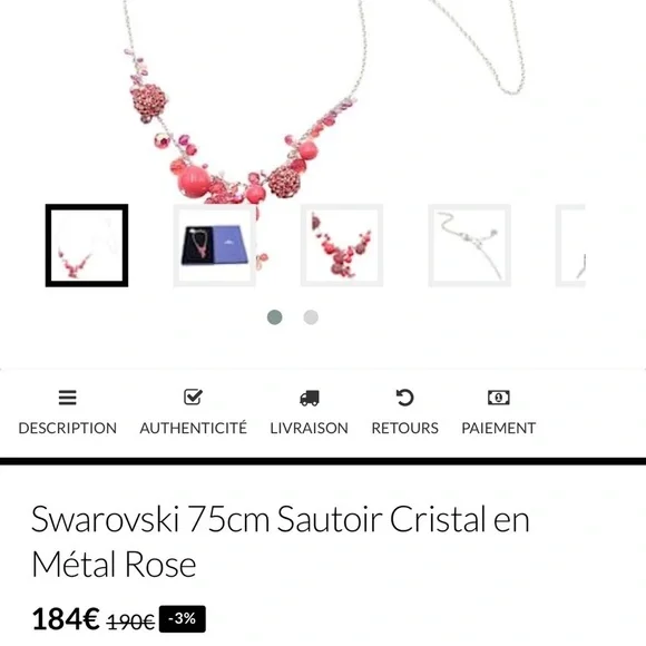 Pink Swarovski RARE crystal silver tone necklace - Picture 11 of 11